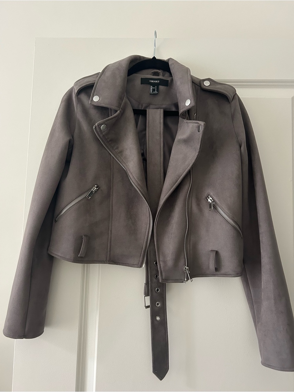 Gray Suede Moto Jacket